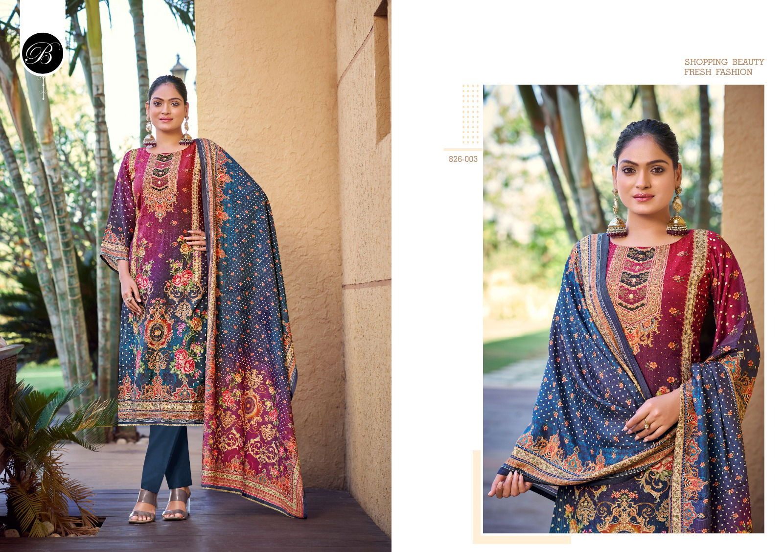 Surbhi By Belliza Viscose Muslin Printed Dress Material Suppliers In India